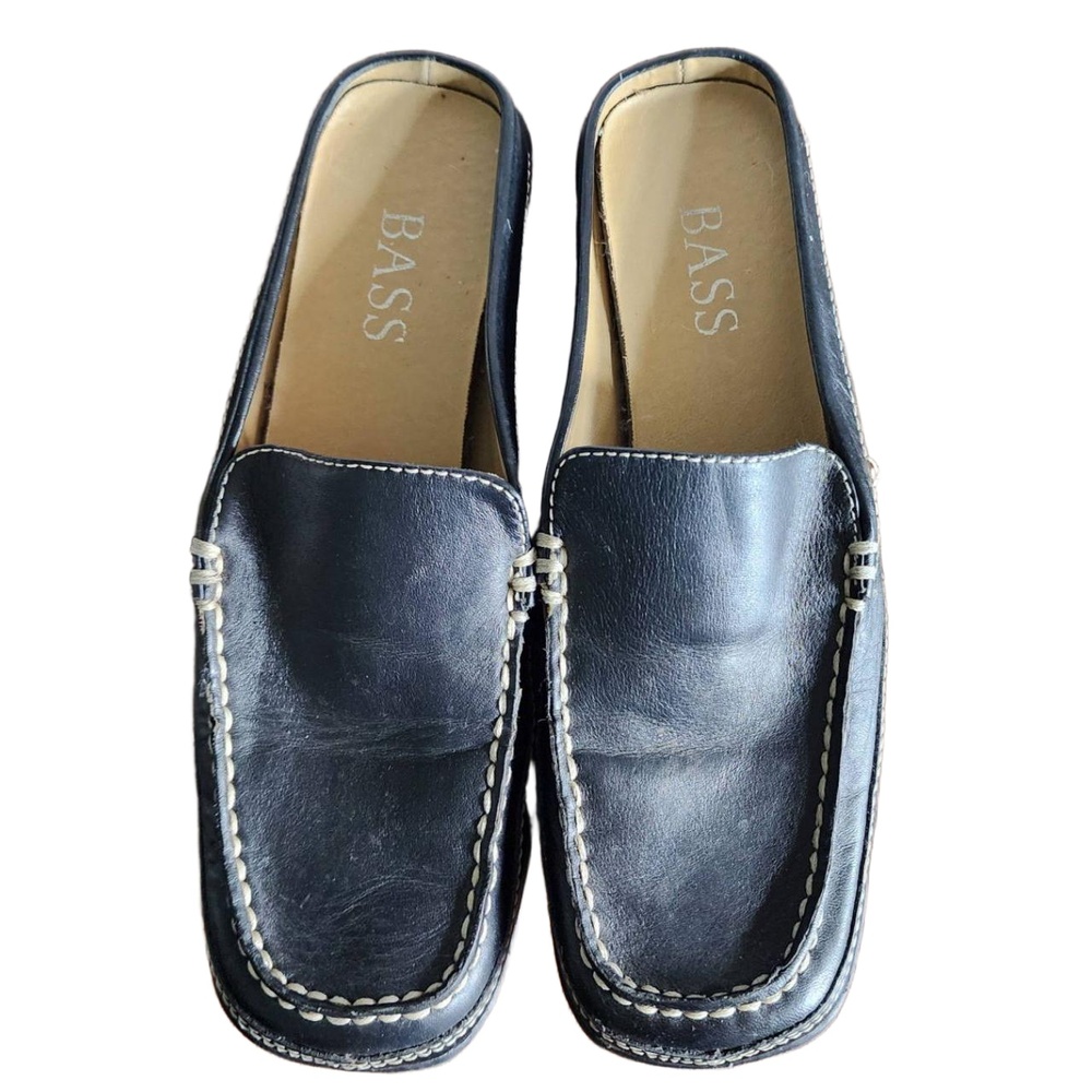 BASS Shoes Womens Size 7M Black Loafers Stitched‎ Detailing Classic Minimalist